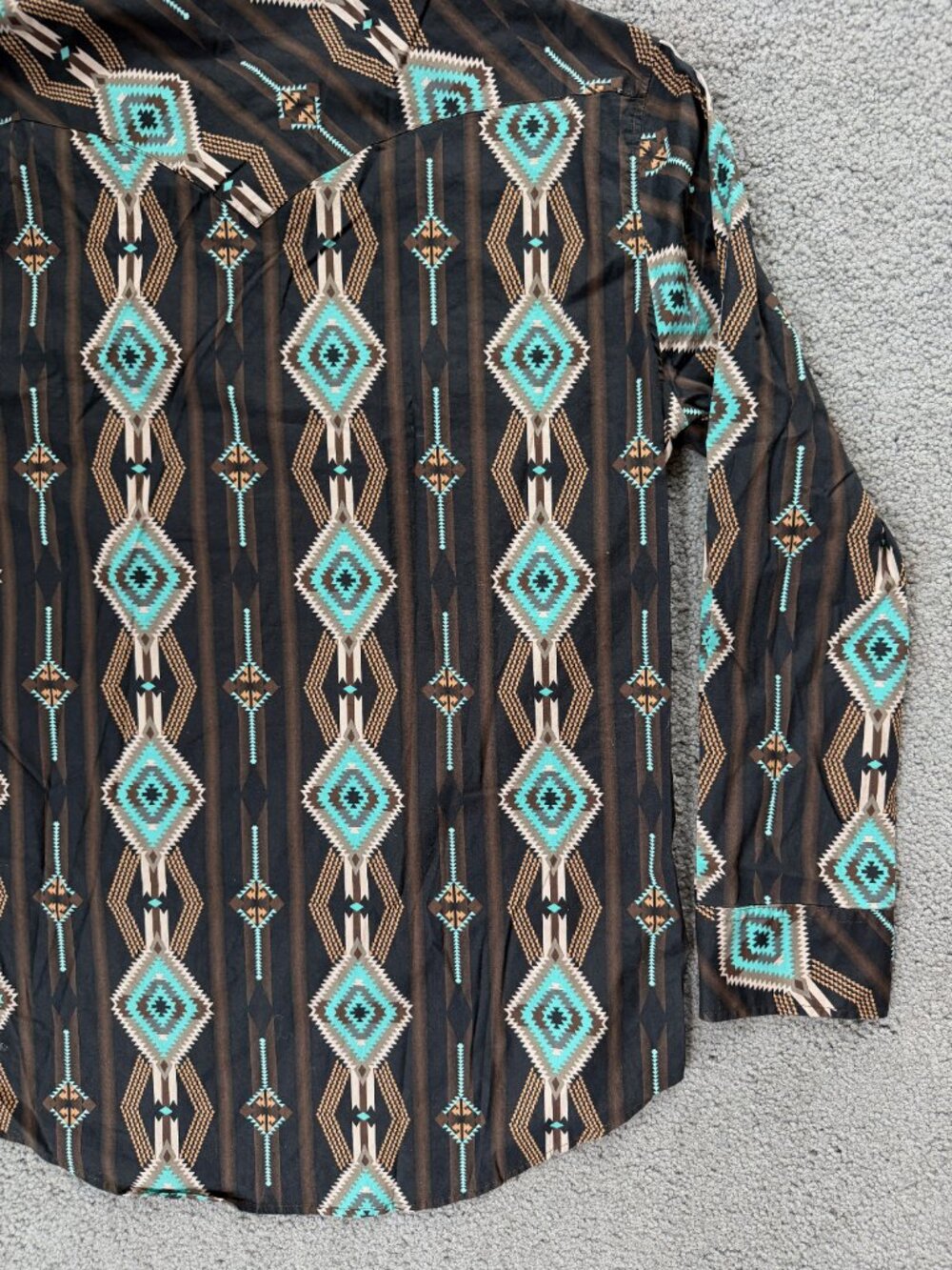 Rock & Roll Denim Aztec Western Pearl Snap Shirt XL Modern Fit Southwest Black - Picture 12 of 14